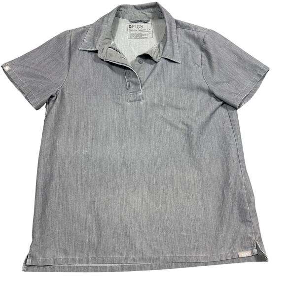 FIGS Technical Collection Polo Scrub Top Heather Gray Size Small - Picture 1 of 4